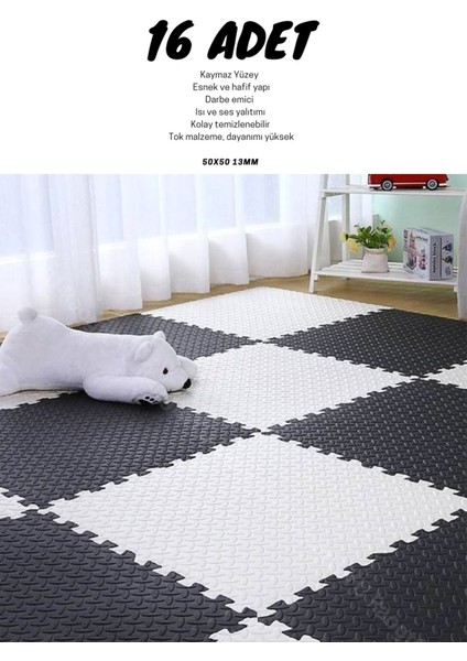 Elite Tatami Eva Mat Çocuklar Için Köpük Halı Matı Puzzle Geçmeli Oyun Spor Kaymaz Mat 16 Adet 50X50 13MM 1 Adet indirimleri
