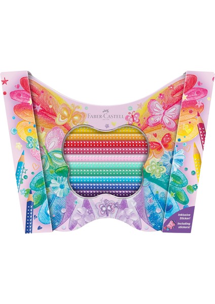 Sparkle Boya Kalemi, 20 Li, Kelebek Şeklinde Metal Kutu, Efektli ve Pastel Renkler, Kırılmaya Dayanıklı Uçlar, Özel Kelebek Etiketi Içerir