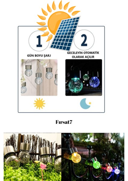 Çatlamış Cam Tasarımlı Askılı Güneş Enerjili Gece Rengarenk Edecek 4'lü Sarkıt Rgb Solar Aydınlatma modelleri