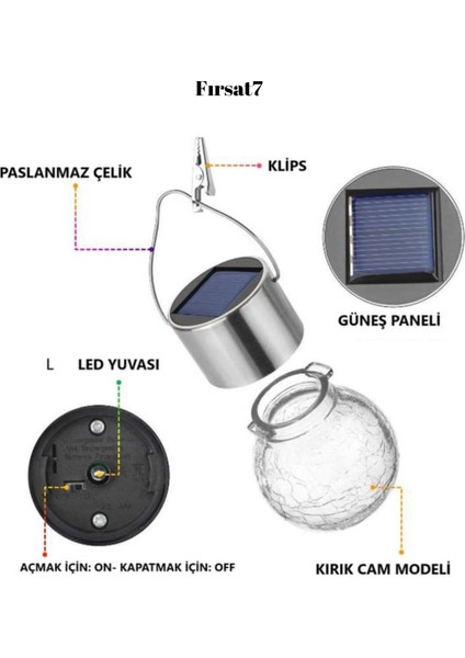 Çatlamış Cam Tasarımlı Askılı Güneş Enerjili Gece Rengarenk Edecek 4'lü Sarkıt Rgb Solar Aydınlatma indirimleri
