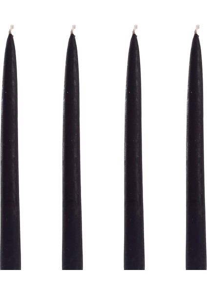Balmumu Mum 4 Adet Standart Şamdan Mumu 25CM Boy 2cm Kalınlık Siyah Dekoratif Mum (Siyah)