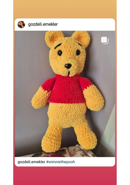 Elite Amigurumi Winnie The Poah Örme Pelus Organik Oyuncak Cocuk Uyku Arkadaşı 1 Adet