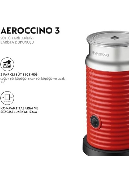 Aeroccino 3 Süt Köpürtücü, Kırmızı