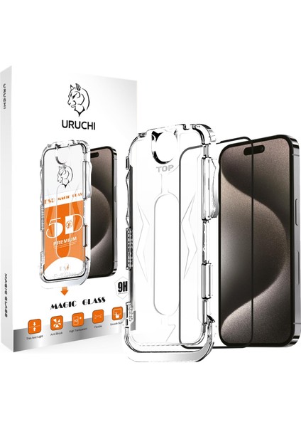 Apple iPhone 16E, iPhone 14, iPhone 13 Pro/13 (6.1'') Ile Uyumlu Premıum Hizalama Aparatlı ve Takılırken Camın Altında Kesinlikle Toz Bırakmayan Darbelere Karşı Ekstra Güçlü Ekran Koruyucu Cam