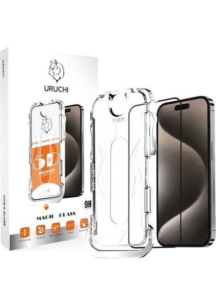 Apple iPhone 16E, iPhone 14, iPhone 13 Pro/13 (6.1'') Ile Uyumlu Premıum Hizalama Aparatlı ve Takılırken Camın Altında Kesinlikle Toz Bırakmayan Darbelere Karşı Ekstra Güçlü Ekran Koruyucu Cam