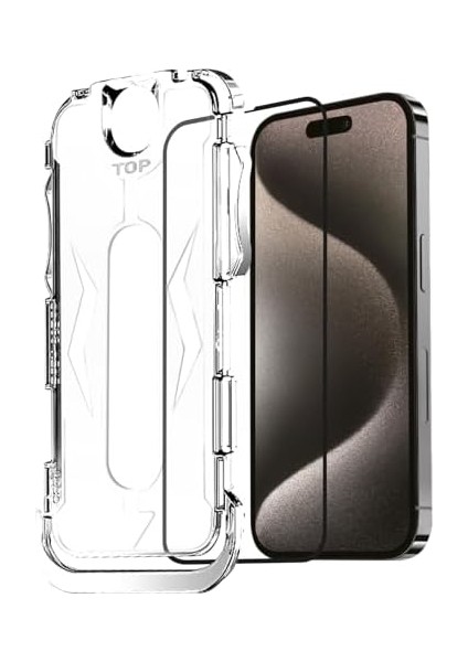 Apple iPhone 16E, iPhone 14, iPhone 13 Pro/13 (6.1'') Ile Uyumlu Premıum Hizalama Aparatlı ve Takılırken Camın Altında Kesinlikle Toz Bırakmayan Darbelere Karşı Ekstra Güçlü Ekran Koruyucu Cam