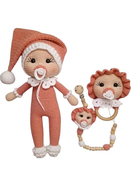 Şapkalı Bebek Emzik Zinciri Çıngırak 3lü Set(Kişiye Özel) 1 Adet fiyatları
