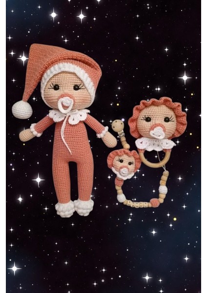 Şapkalı Bebek Emzik Zinciri Çıngırak 3lü Set(Kişiye Özel) 1 Adet fırsatları