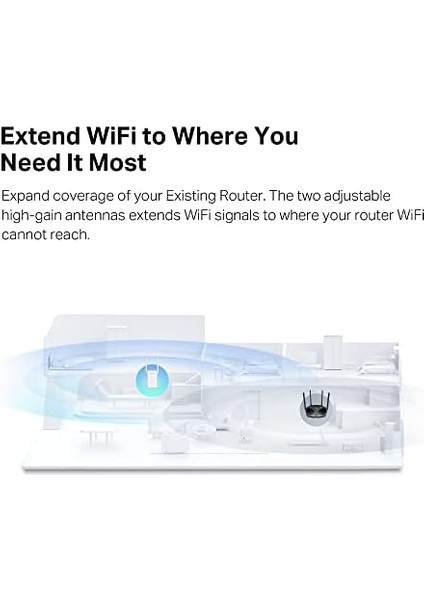 ME70X, AX1800 Mbps, 1 Gigabit Bağlantı Noktası ve 2 Harici Anten, Dahili Access Point Modu, Tek Tuşla Kolay Kurulum, Mobil Uygulama Desteği, Dual-Band Wi-Fi 6 Menzil Genişletici