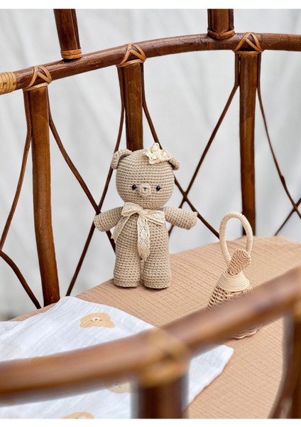 Amigurumi Şapkalı Ayıcık Uyku Arkadaşı Organik Örgü Oyuncak 1 Adet
