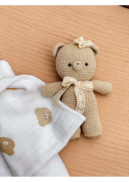 Amigurumi Şapkalı Ayıcık Uyku Arkadaşı Organik Örgü Oyuncak 1 Adet modelleri