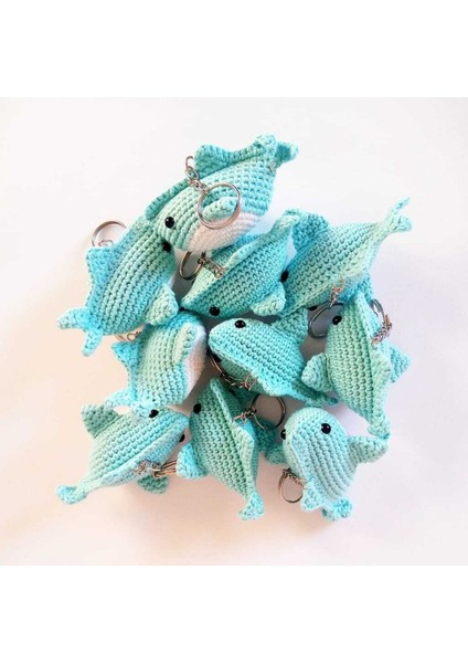 Maskot Köpekbalığı Amigurumi Organik Anahtarlık Oyuncak 1 Adet