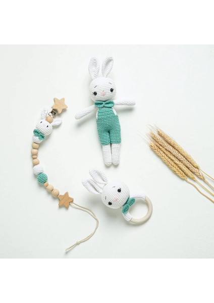 Amigurumi Tavşan Uyku Arkadaşı / Diş Kaşıyıcı / Emzik Zinciri 1 Adet
