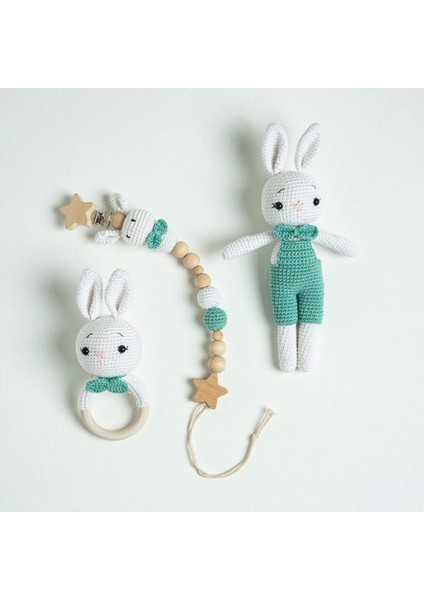 Amigurumi Tavşan Uyku Arkadaşı / Diş Kaşıyıcı / Emzik Zinciri 1 Adet fiyatları