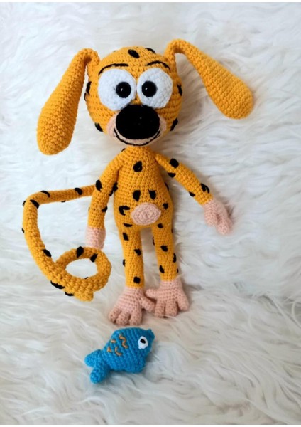 Marsupilami ve Balığı Amigurumi Organik Oyuncak 1 Adet