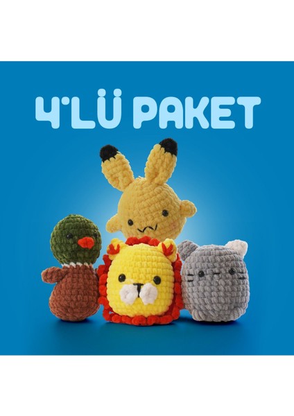 Dörtlü Paket Tığ Kiti, Amigurumi Örgü Seti 1 Adet