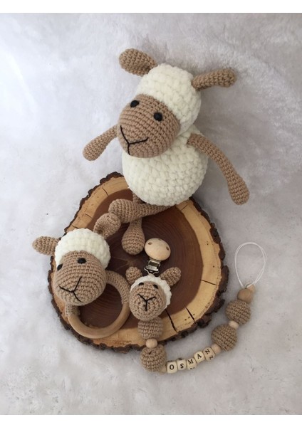 Amigurumi Pofidik Kuzucuk Emzik Zinciri Çıngırak Uyku Arkadaşı Set 1 Adet fiyatları