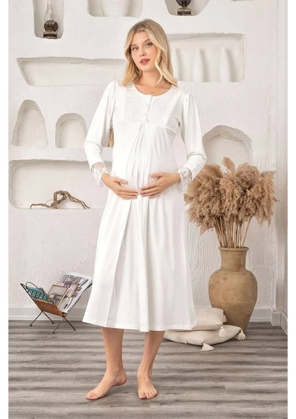 Bone 5906 Kadın Lohusa Likra Viskon Gecelik