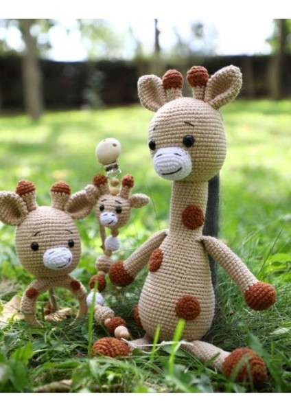 Elite Amigurumi Zürafa Uyku Arkadaşı Emzik Zinciri Çıngırak Set 1 Adet