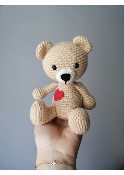 Amigurumi Sevimli Kalpli Ayıcık 1 Adet