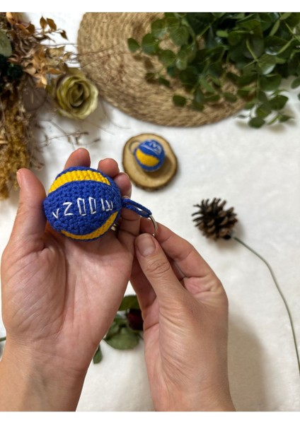 Örgü Voleybol Topu Anahtarlık, Çanta Aksesuarı 4 cm 1 Adet