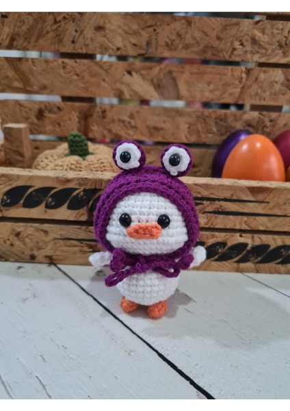 Amigurumi Örgü Oyuncak Şapkalı Ördek Minik Ördek 1 Adet