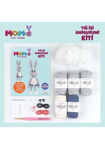 Elite Amigurumi Set, Akıllı Tavşan Momo, Amigurumi Oyuncak 1 Adet
