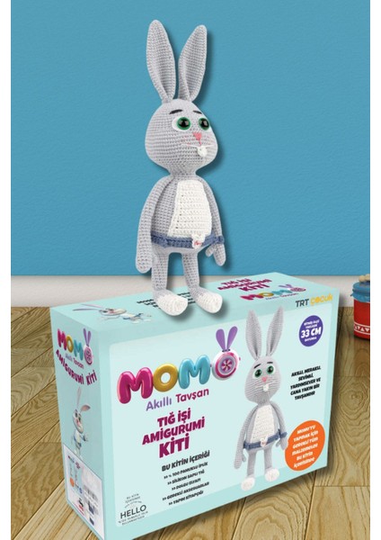 Elite Amigurumi Set, Akıllı Tavşan Momo, Amigurumi Oyuncak 1 Adet