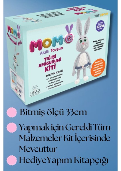 Elite Amigurumi Set, Akıllı Tavşan Momo, Amigurumi Oyuncak 1 Adet