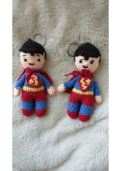Amigurumi Oyuncak Örme Süperman Karakter Anahtarlık Çanta Aksesuarı 1 Adet