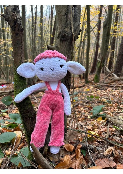 Pembe Sevimli Uyku Arkadaşı Amigurumi Pembe Kuzu Organik Oyuncak 1 Adet