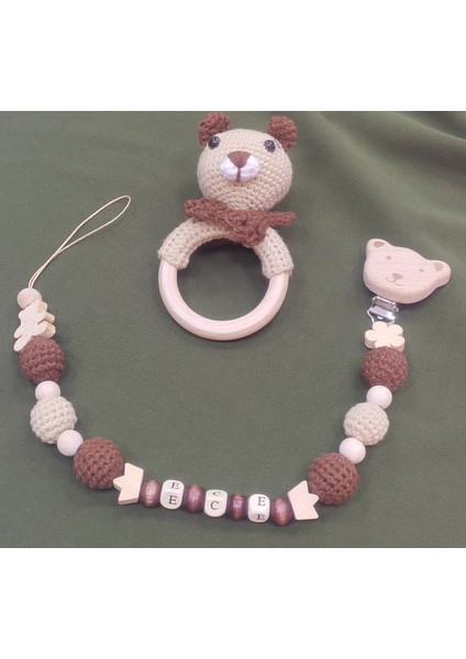 Elite Amigurumi Ayıcık Diş Kaşıyıcı ve Emzik Zinciri 1 Adet