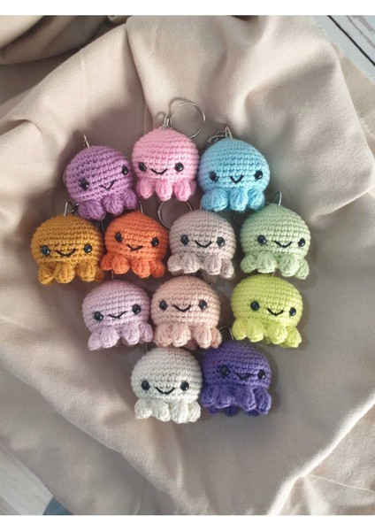 Amigurum, Örgü Oyuncak Anahtarlık 12 Li Ahtapot Set 1 Adet