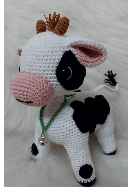 Amigurumi Uyku Arkadaşı Organik Çanlı Buzu (Inek) 1 Adet
