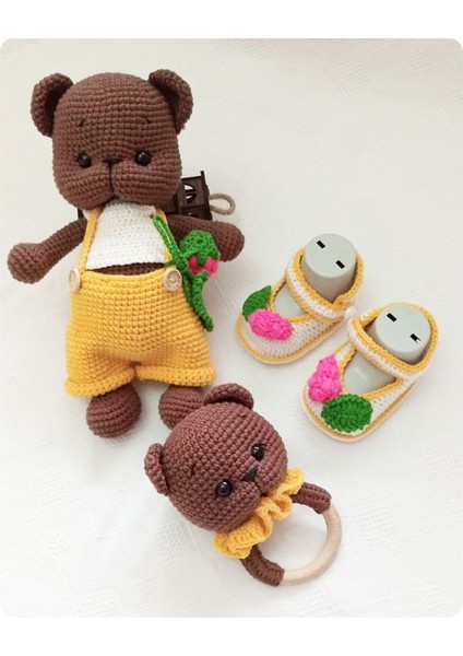 Elite Amigurumi Tombik Yanak Ayıcık 3lu Set - Organik Oyuncak - Hediyelik Oyuncak 1 Adet