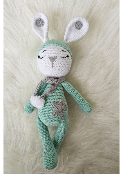 Amigurumi Yenidoğan Uykucu Tavşan, Battaniyeli Uyku Arkadaşı,çıngırak, Emzik Zinciri 4'lü Set 1 Adet fiyatları