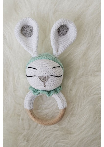 Amigurumi Yenidoğan Uykucu Tavşan, Battaniyeli Uyku Arkadaşı,çıngırak, Emzik Zinciri 4'lü Set 1 Adet modelleri