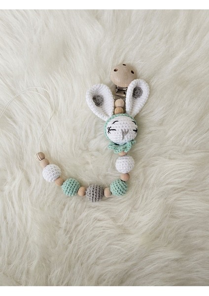 Amigurumi Yenidoğan Uykucu Tavşan, Battaniyeli Uyku Arkadaşı,çıngırak, Emzik Zinciri 4'lü Set 1 Adet fırsatları