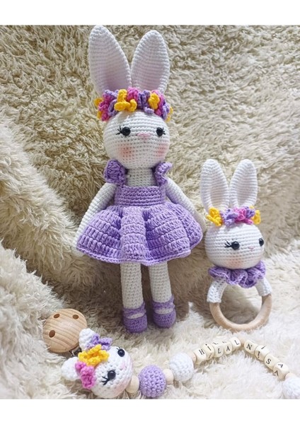 Elite Amigurumi Süslü Tavsan Set - Amigurumi Oyuncak - Organik Oyuncak 1 Adet
