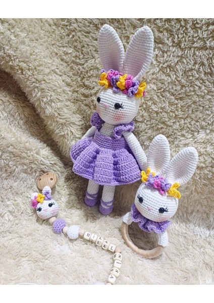 Elite Amigurumi Süslü Tavsan Set - Amigurumi Oyuncak - Organik Oyuncak 1 Adet