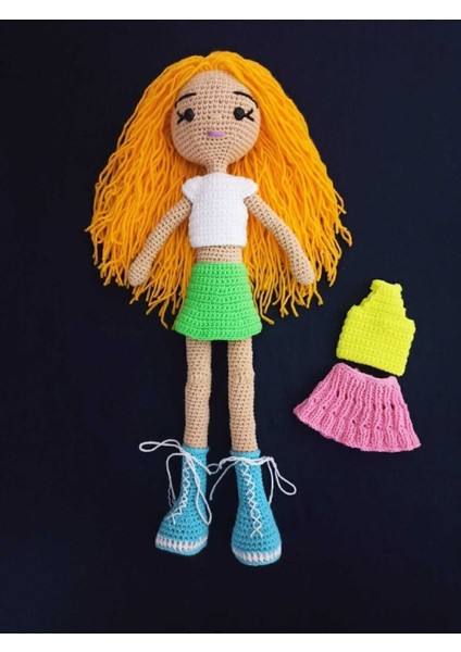 Elite Beren Bebek Amigurumi Organik Örgü Oyuncak Yedek Kıyafetli (40 Cm.) 1 Adet