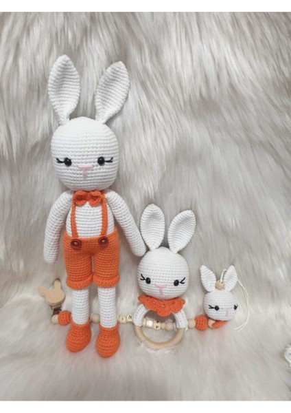Amigurumi Organik Örgü Oyuncak Tavşan Set 1 Adet