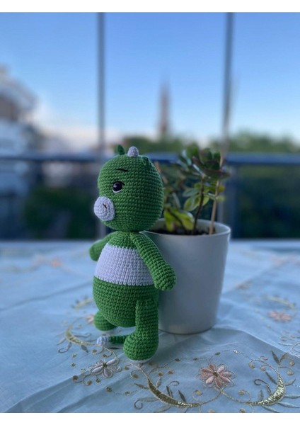 Yeşil Beyaz Dino Amigurumi Organik Oyuncak 1 Adet fiyatları