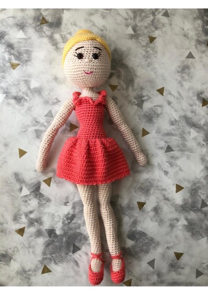 Kırmızı Elbiseli Balerin Bebek Amigurumi 1 Adet