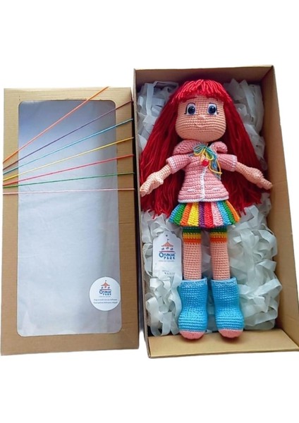 Gökkuşağı Ruby Bebek Amigurumi Organik Oyuncak Hediye Seti 1 Adet