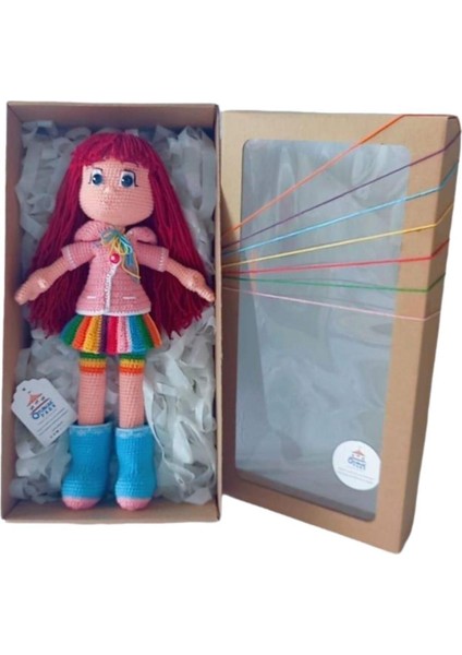 Gökkuşağı Ruby Bebek Amigurumi Organik Oyuncak Hediye Seti 1 Adet