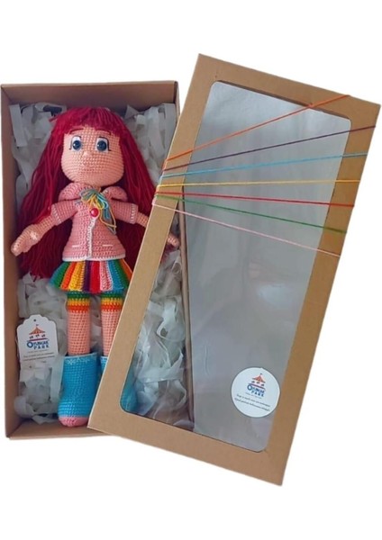Gökkuşağı Ruby Bebek Amigurumi Organik Oyuncak Hediye Seti 1 Adet