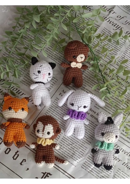 Amigurumi Organik Örgü Hayvan Oyuncak Uyku Arkadaşı (Ayıcık, Kedi, Tavşan, Lama, Maymun, Tilki) 1 Adet