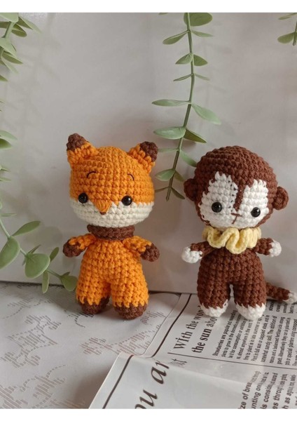 Amigurumi Organik Örgü Hayvan Oyuncak Uyku Arkadaşı (Ayıcık, Kedi, Tavşan, Lama, Maymun, Tilki) 1 Adet fiyatları