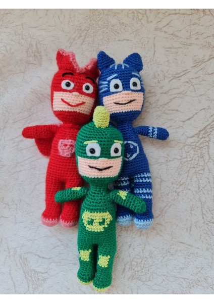 Amigurumi Oyuncak Peluş Örgü Pijamaskeliler Set 1 Adet
